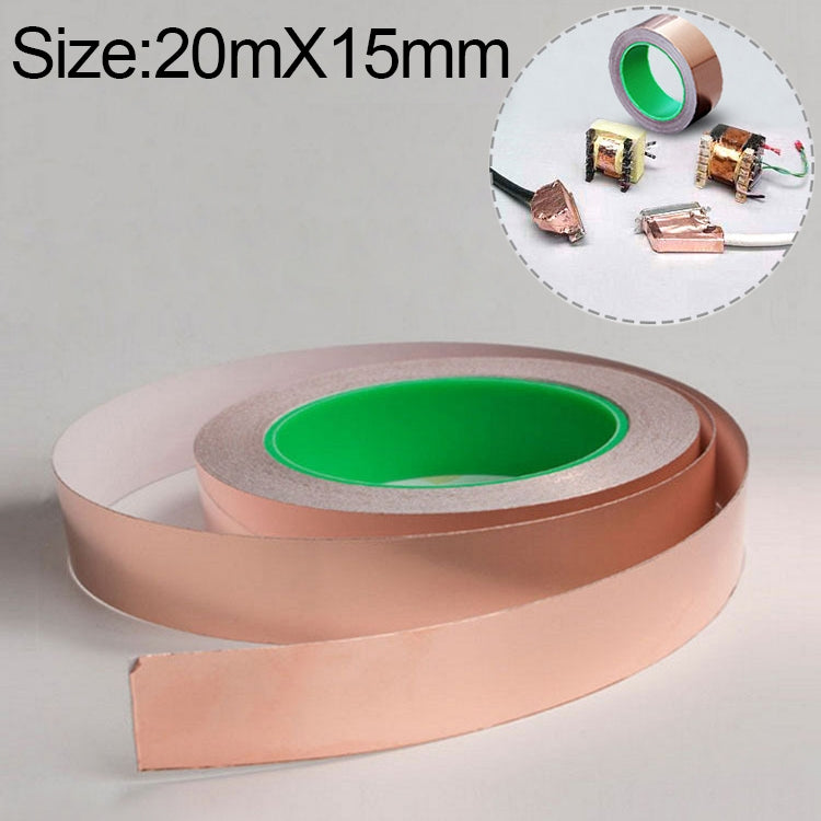 Nastro per mascheratura del segnale in nastro conduttivo in lamina di rame biadesivo in rame puro, dimensioni: 20 m x 15 mm, Size: 20m x 15mm Nastro per mascheratura del segnale in nastro conduttivo in lamina di rame biadesivo in rame puro, dimensioni: 20 m x 15 mm, Size: 20m x 15mm